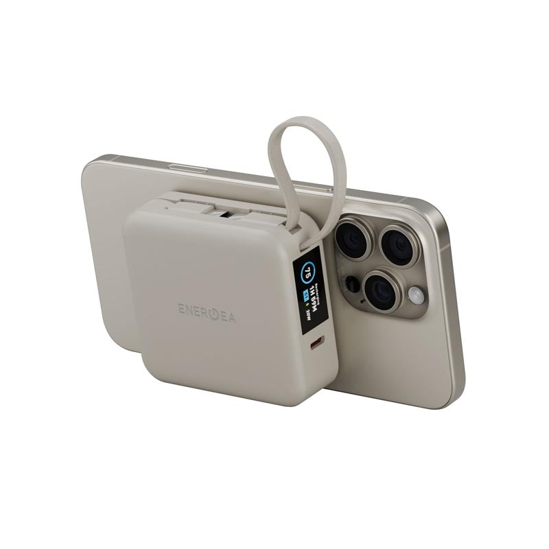 Energea MagPac Mini Plus 10000mAh Magsafe Power Bank with Build in C Cable (Beige)