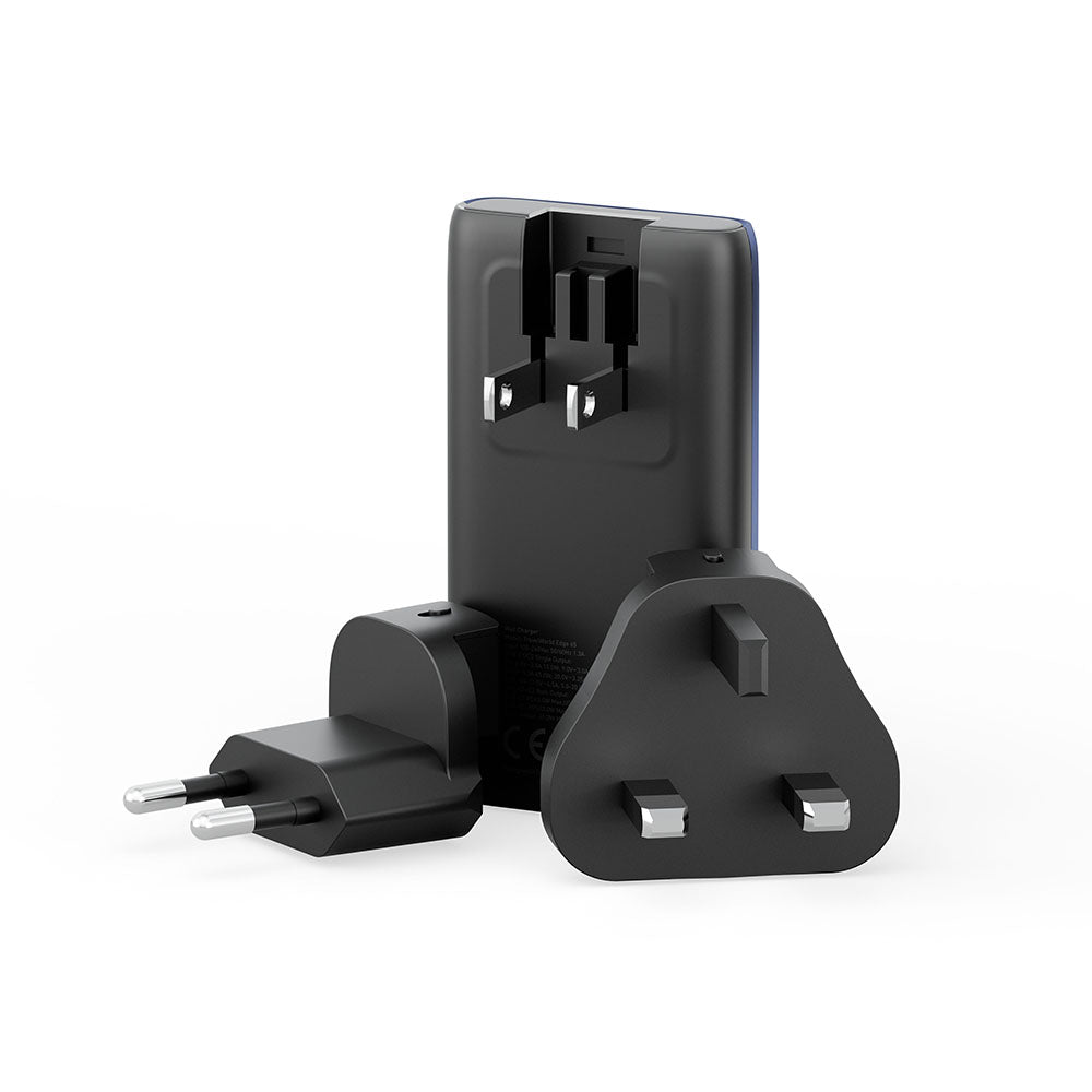 Energea TravelWorld Edge 65, 2C PD/PPS/QC3.0 Wall Charger,65W (US+UK+EU) - Blue