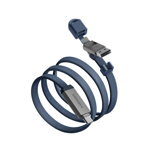 Energea Sheath Travel 2-in-1 C to C + A Cable 480Mbps 60W 1.2m (Blue)