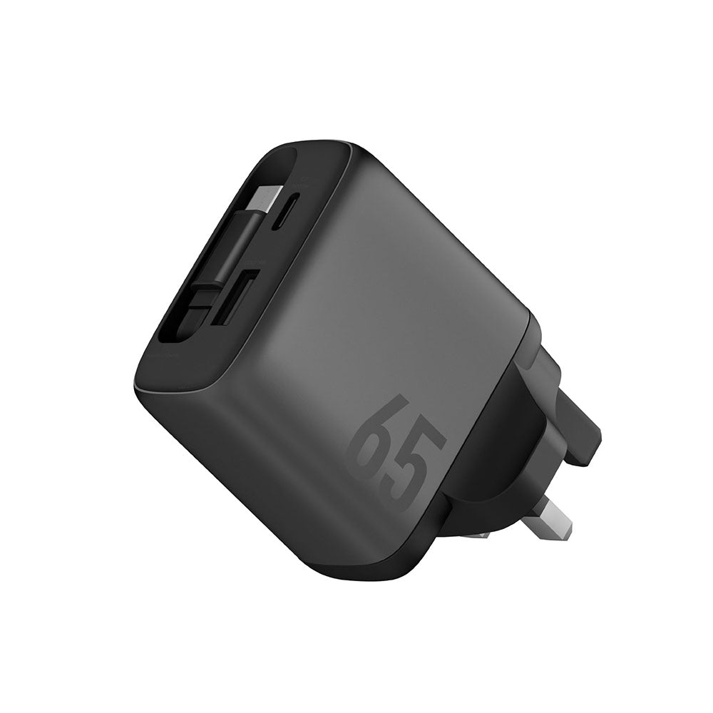 Energea AmpCharge Arc 65 1C1A GaN Wall Charger with Retractable Cable