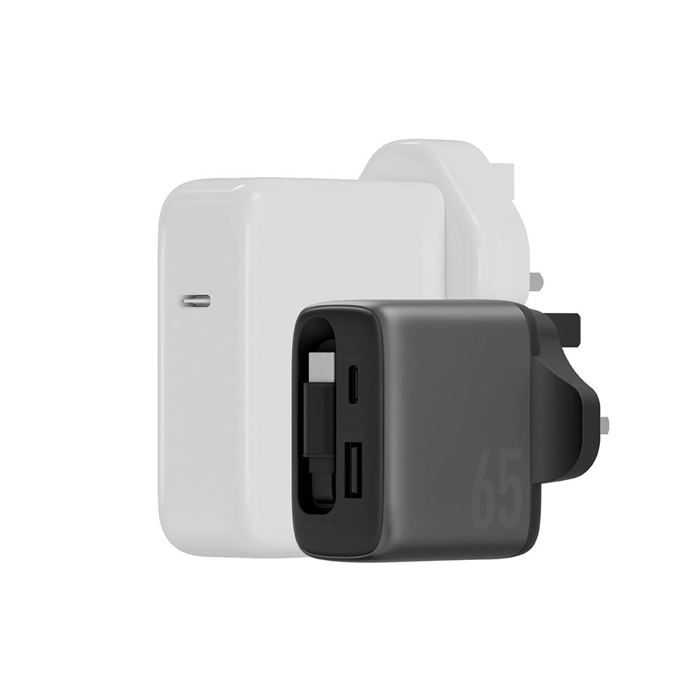 Energea AmpCharge Arc 65 1C1A GaN Wall Charger with Retractable Cable