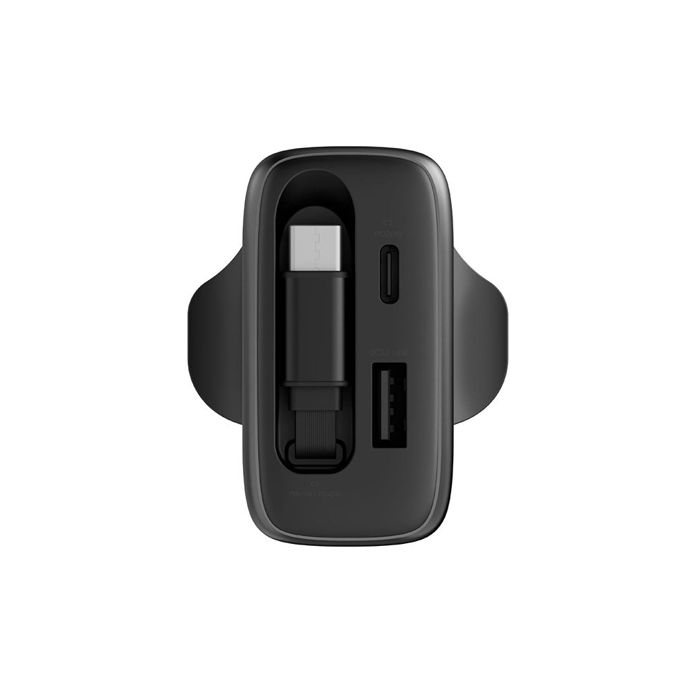Energea AmpCharge Arc 65 1C1A GaN Wall Charger with Retractable Cable