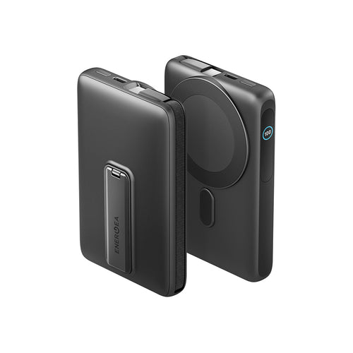 Energea MagPac Ultra 10kmAh Qi2 25W Power Bank with Built-In Cable+Stand PD35W (Gunmetal)