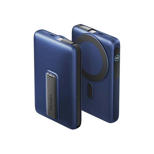 Energea MagPac Ultra 10kmAh Qi2 25W Power Bank with Built-In Cable+Stand PD35W (Indigo Blue)