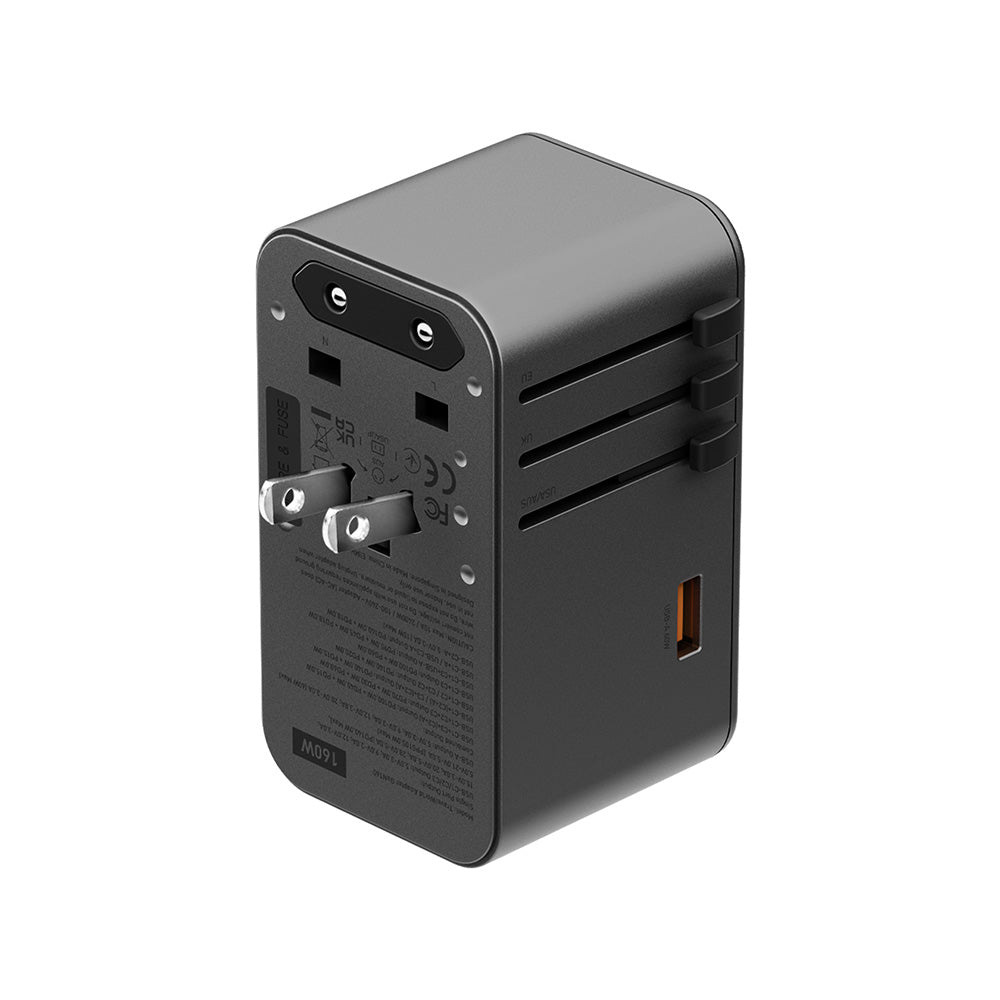 Energea TravelWorld Adapter GaN160 1A3C 160W - Gunmetal