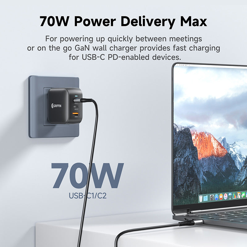 Griffin PowerBlock 70W GaN Wall Charger (Travel Ready)