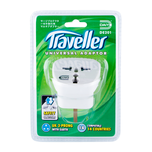 Daiyo DE201 Traveller Adaptor UK 3-Prong With Earth