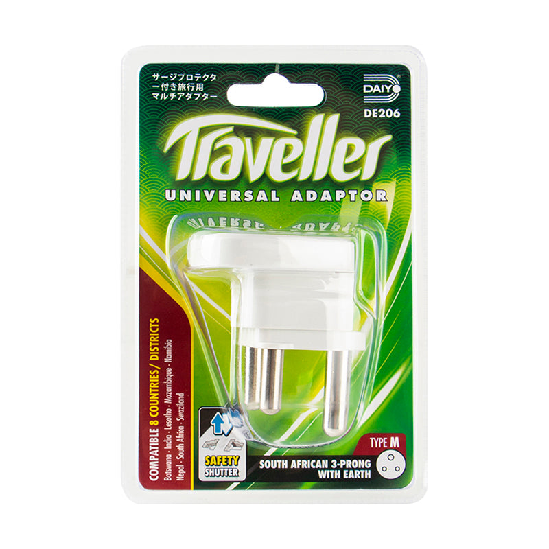Daiyo DE206 3-Prong with Earth South African Traveller Adaptor