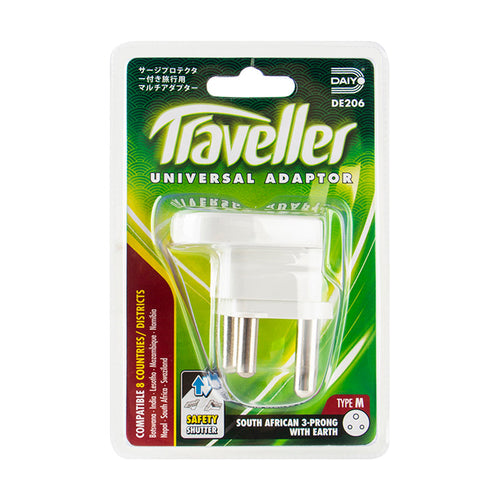 Daiyo DE206 3-Prong with Earth South African Traveller Adaptor