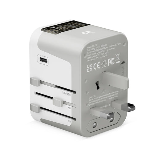 Daiyo DE320 6A 2A+3C Traveller Multi Universal Adaptor (White)