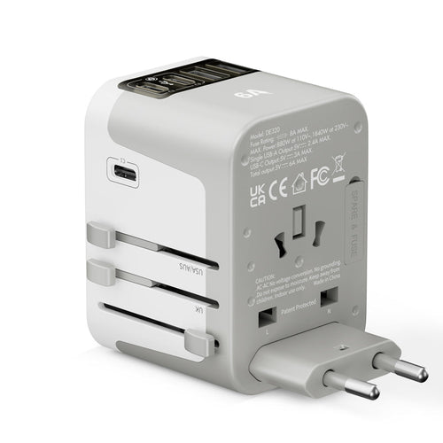 Daiyo DE320 6A 2A+3C Traveller Multi Universal Adaptor (White)
