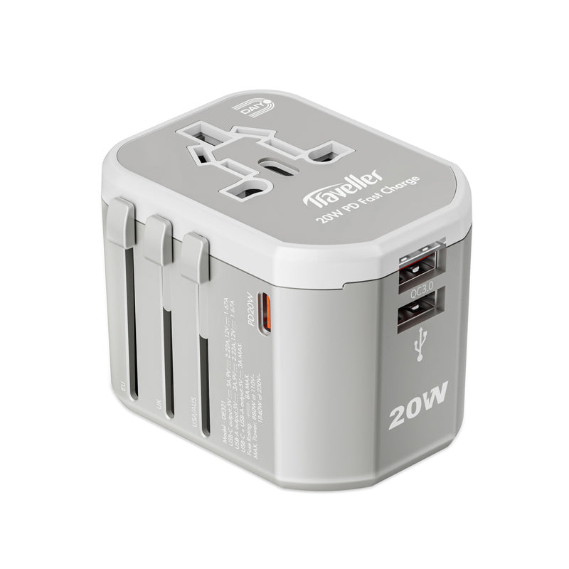 Daiyo DE321 PD20W 1C+ 2A Traveller Multi Universal Adaptor (White)
