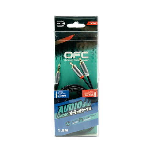 Daiyo TA762 1.8m Mini ST Plug to 2RCA Plug
