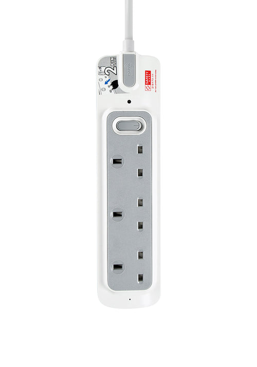 Daiyo DE363 2M 3Way Master Switch Socket Strip with Surge