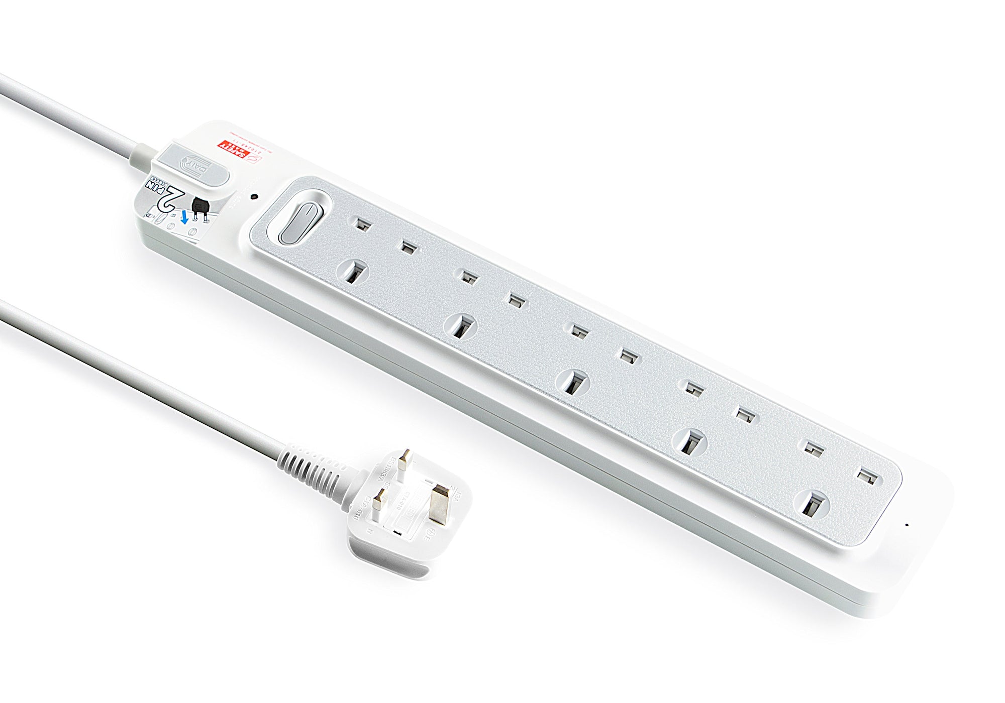 Daiyo DE365 2M 5Way Master Switch Socket Strip with Surge