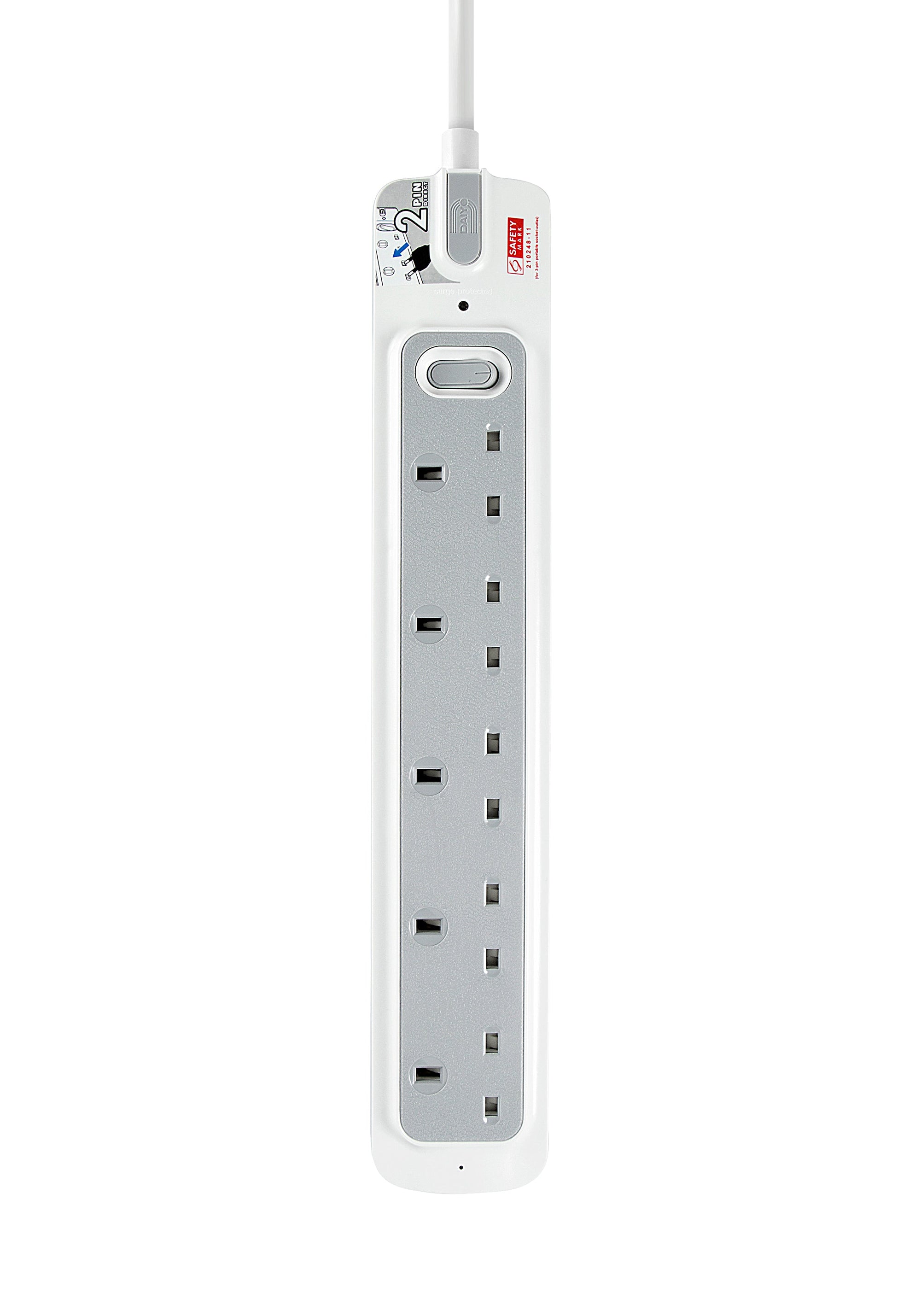 Daiyo DE365 2M 5Way Master Switch Socket Strip with Surge
