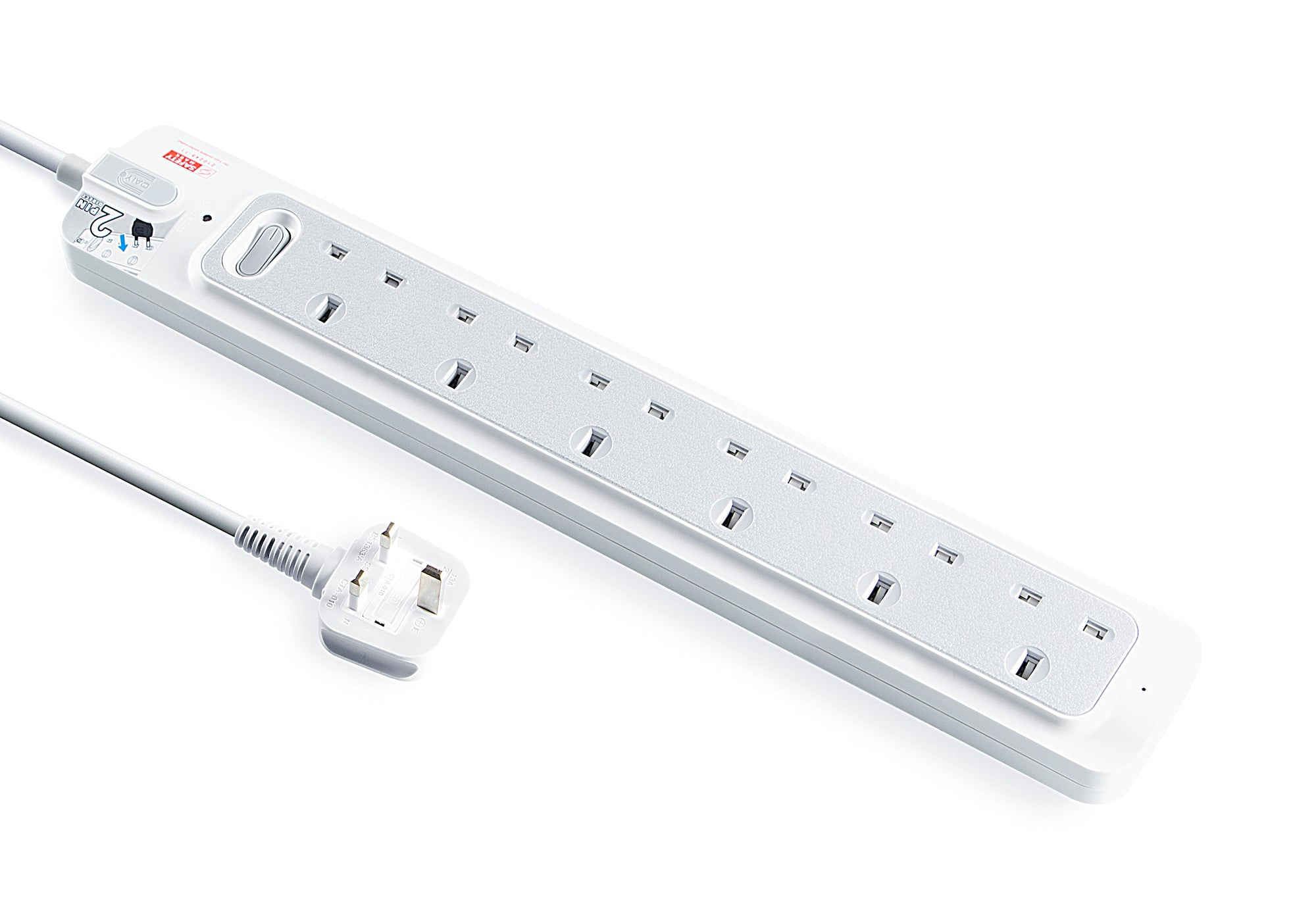 Daiyo DE366 2M 6Way Master Switch Socket Strip with Surge