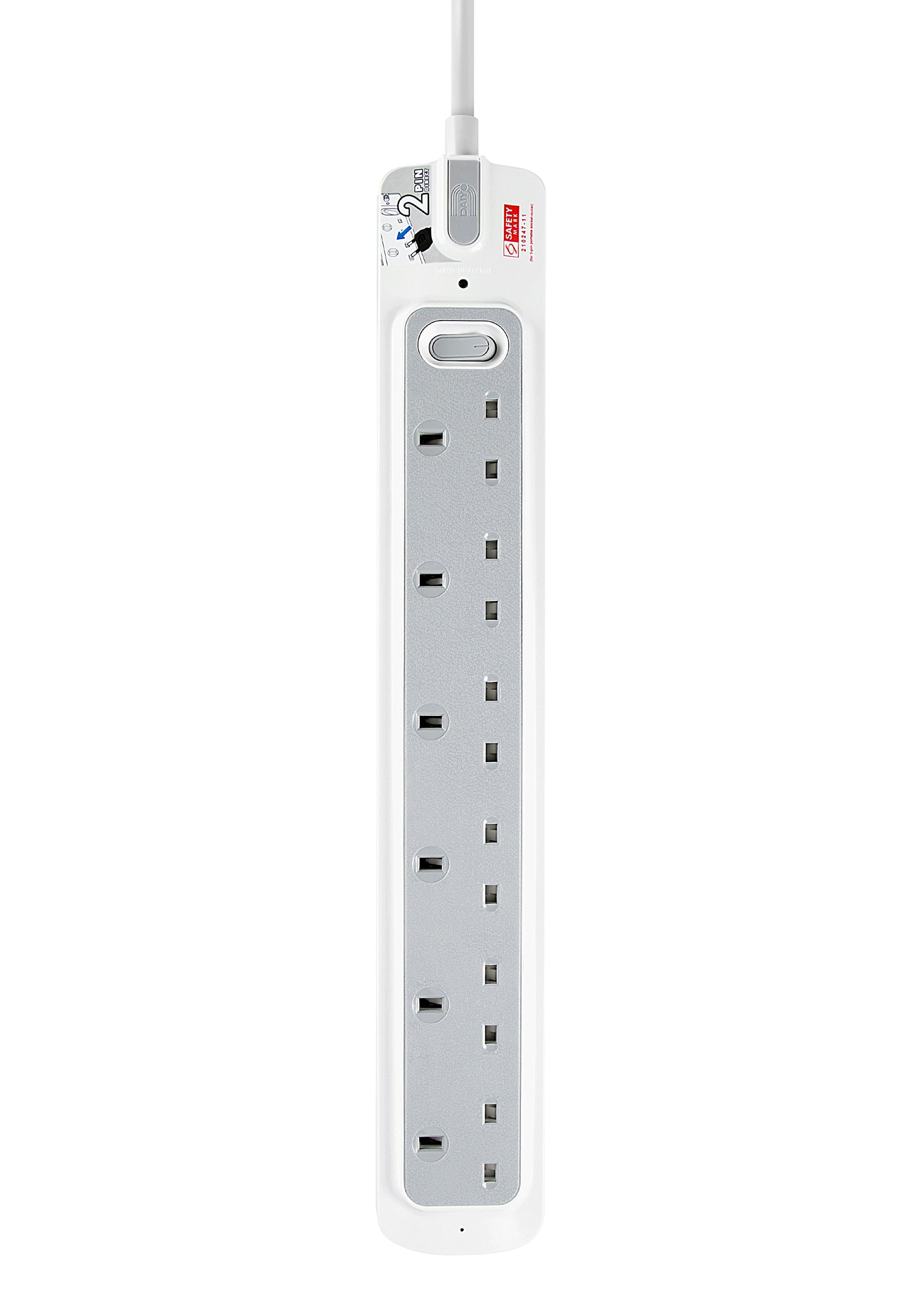 Daiyo DE366 2M 6Way Master Switch Socket Strip with Surge