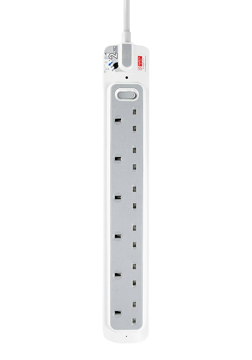 Daiyo DE366 2M 6Way Master Switch Socket Strip with Surge