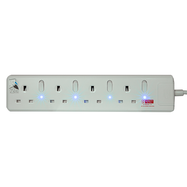 Daiyo DE384-3M LED 4 Way Socket Strip w Surge 3M