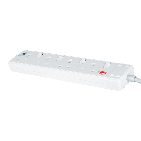Daiyo DE384-6M LED 4 Way Socket Strip w Surge 6M