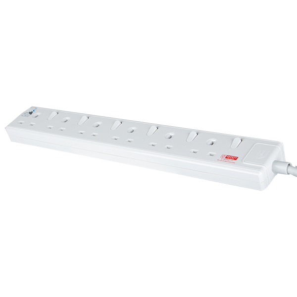Daiyo DE386-3M LED 6 Way Socket Strip w Surge 3M