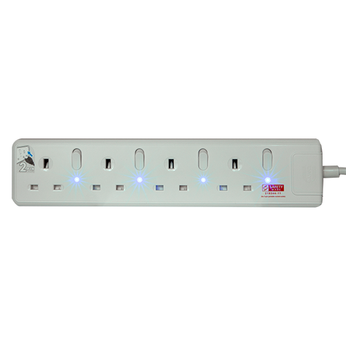 Daiyo DE386-3M LED 6 Way Socket Strip w Surge 3M