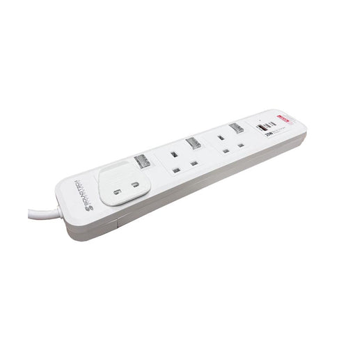 SoundTeoh PS-132U 3Way Extension Socket with (1 x QC3.0 18W USB-A port + 2 x PD20W USB-C ports)