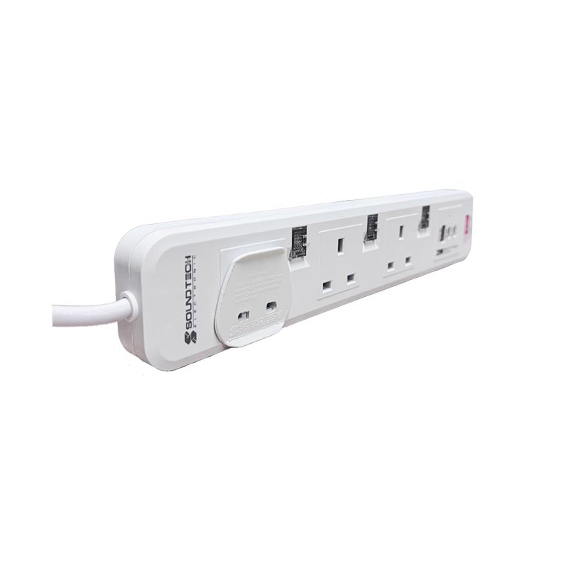 SoundTeoh PS-132U 3Way Extension Socket with (1 x QC3.0 18W USB-A port + 2 x PD20W USB-C ports)