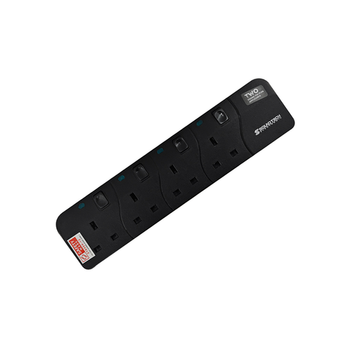 SoundTeoh PS-804 4Way 1M Extension Socket (Black)