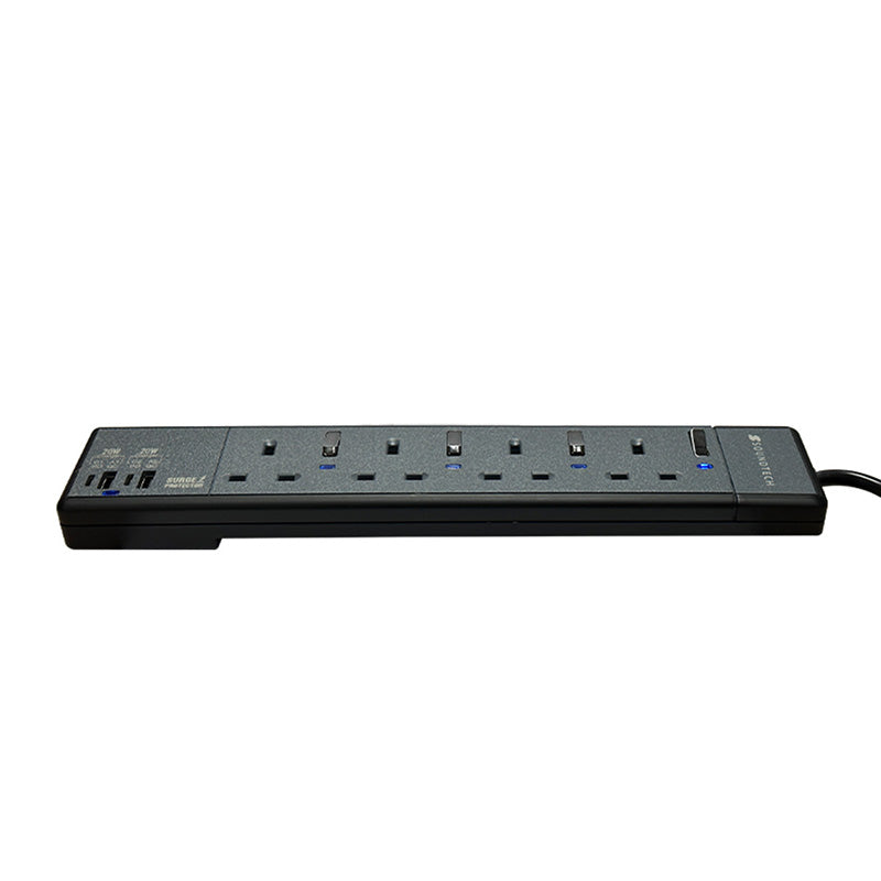 SoundTeoh PS-422C 4Way 2M USB A+C QC Extension (Black)