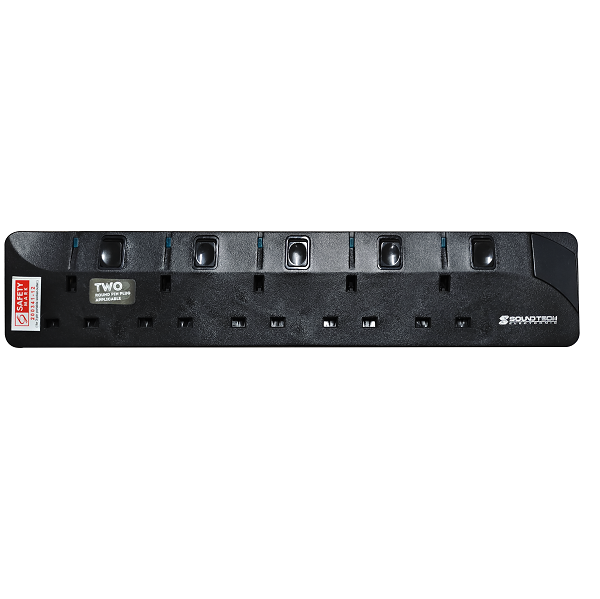 SoundTeoh PS-005A 5Way 2M Extension Socket (Black)
