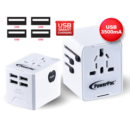 PowerPac  Multi Travel Adapter with 4X USB Charger