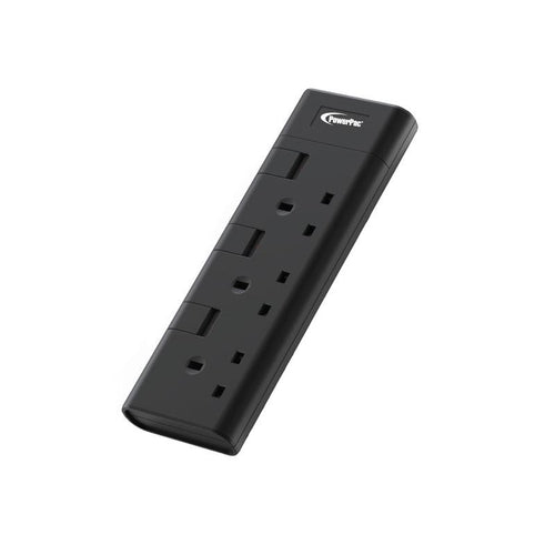 PowerPac PP8553BK 13A 3 Gang Portable Switch Socket Outlet (Black)