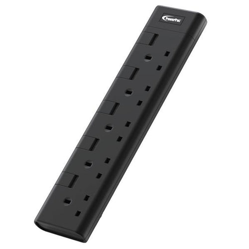PowerPac PP8555BK 13A 5 Gang Portable Switch Socket Outlet (Black)
