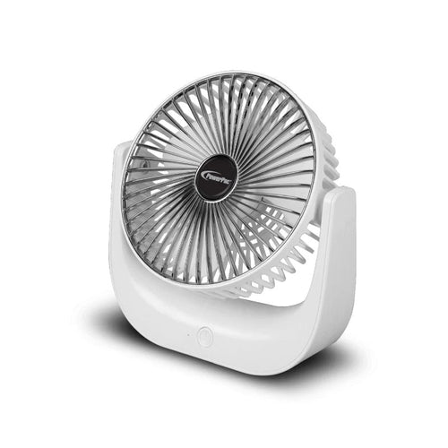 PowerPac PPUF225 6 3 Speed USB Desk Fan (White)