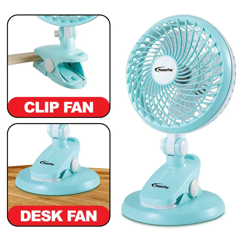 PowerPac PPUF221 USB Clip Fan (Blue)