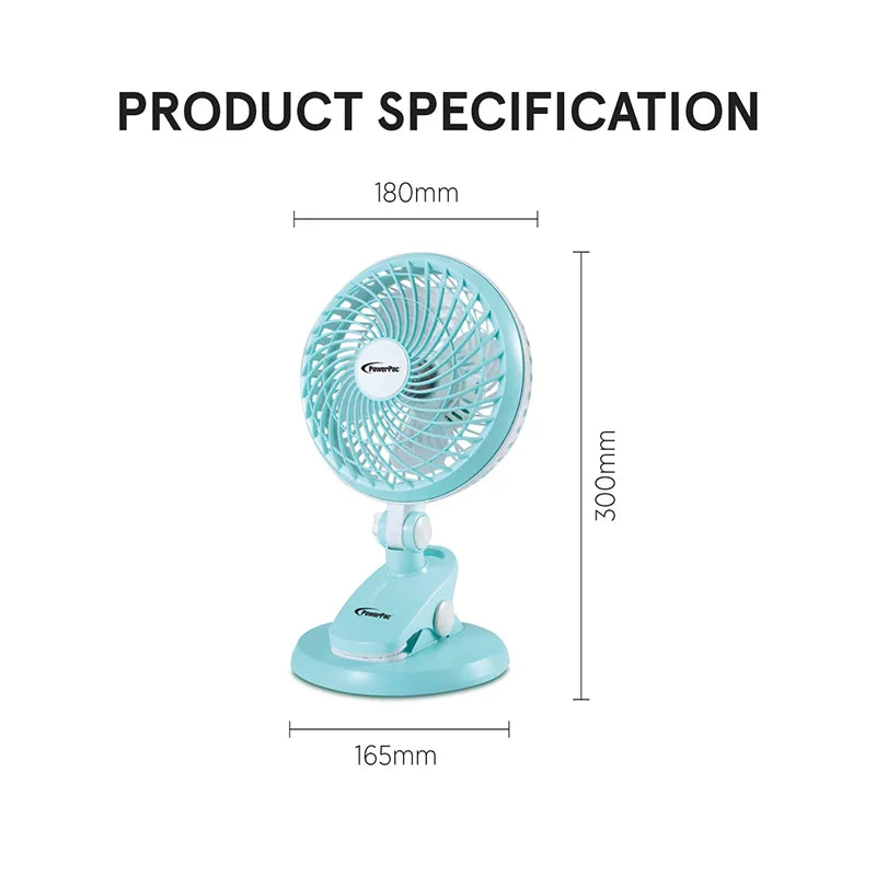 PowerPac PPUF221 USB Clip Fan (Blue)