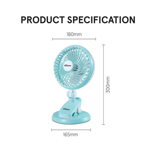 PowerPac PPUF221 USB Clip Fan (Blue)