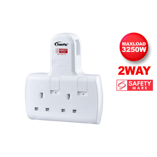 PowerPac PP272 2-Way T Socket with Switch (White)
