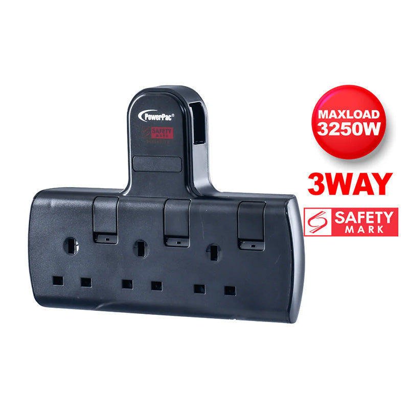 PowerPac PP273BK 3-Way T Socket with Switch (Black) – Challenger