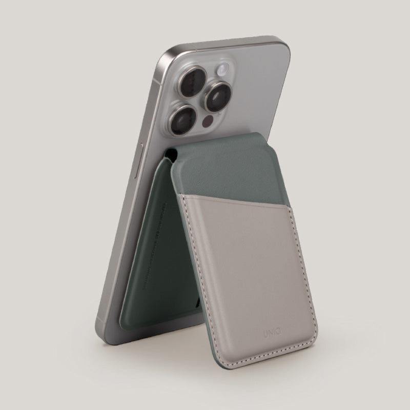 Uniq Lyden IVYLGRN RFID Magnetic Card Holder with Stand Pine (Ivory Lichen Green)