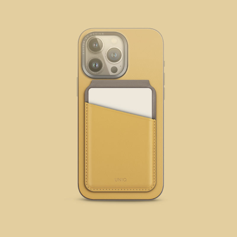 Uniq Lyden CYELFGRY RFID Magnetic Card Holder with Stand Canary (Canary Yellow/Flint Grey)
