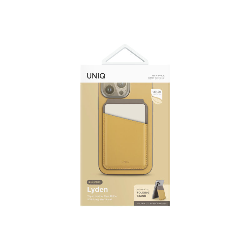 Uniq Lyden CYELFGRY RFID Magnetic Card Holder with Stand Canary (Canary Yellow/Flint Grey)