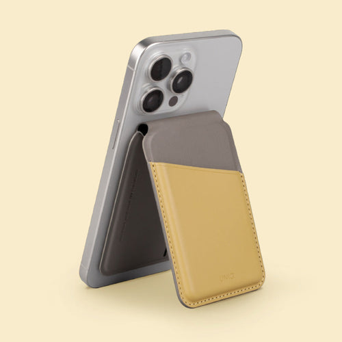 Uniq Lyden CYELFGRY RFID Magnetic Card Holder with Stand Canary (Canary Yellow/Flint Grey)