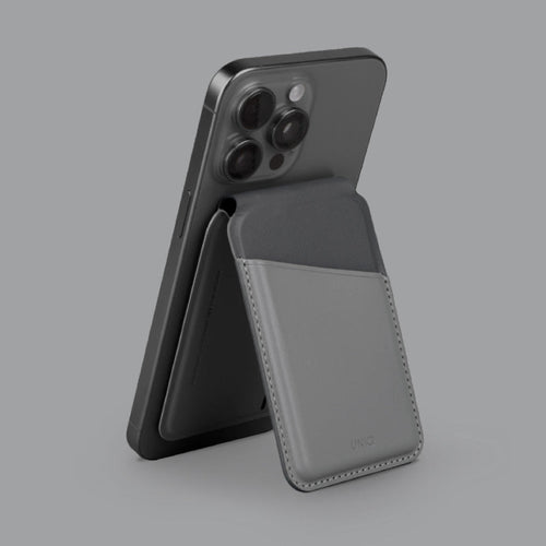 Uniq Lyden RGRYBLK RFID Magnetic Card Holder with Stand Charcoal (Rhino Grey /Black)
