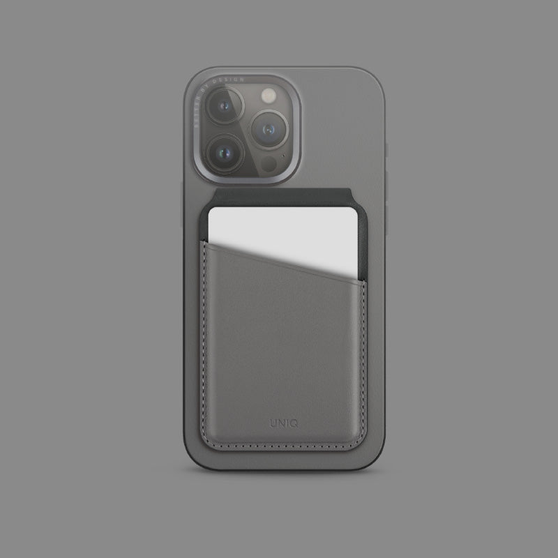 Uniq Lyden RGRYBLK RFID Magnetic Card Holder with Stand Charcoal (Rhino Grey /Black)