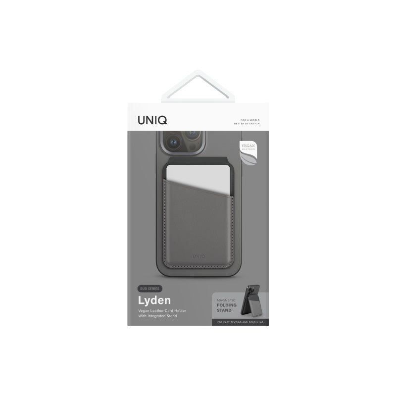 Uniq Lyden RGRYBLK RFID Magnetic Card Holder with Stand Charcoal (Rhino Grey /Black)