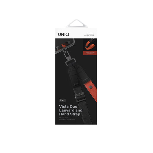 Uniq Vista Duo 2-in-1 Lanyard And Hand Strap - Charcoal/Amber