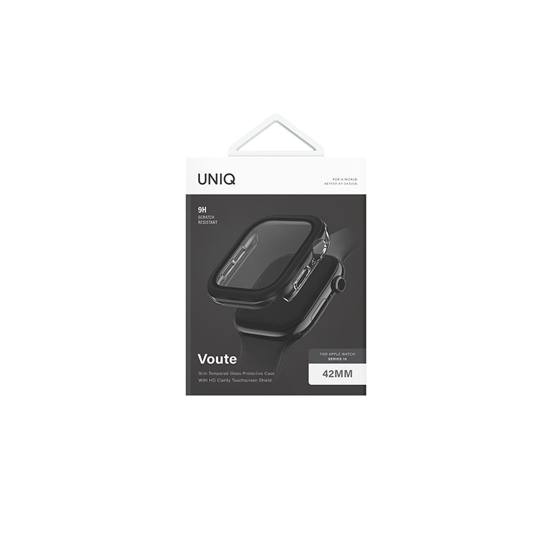 Uniq Voute Watch Case With Tempered Glass Screen 42MM - Jet Black
